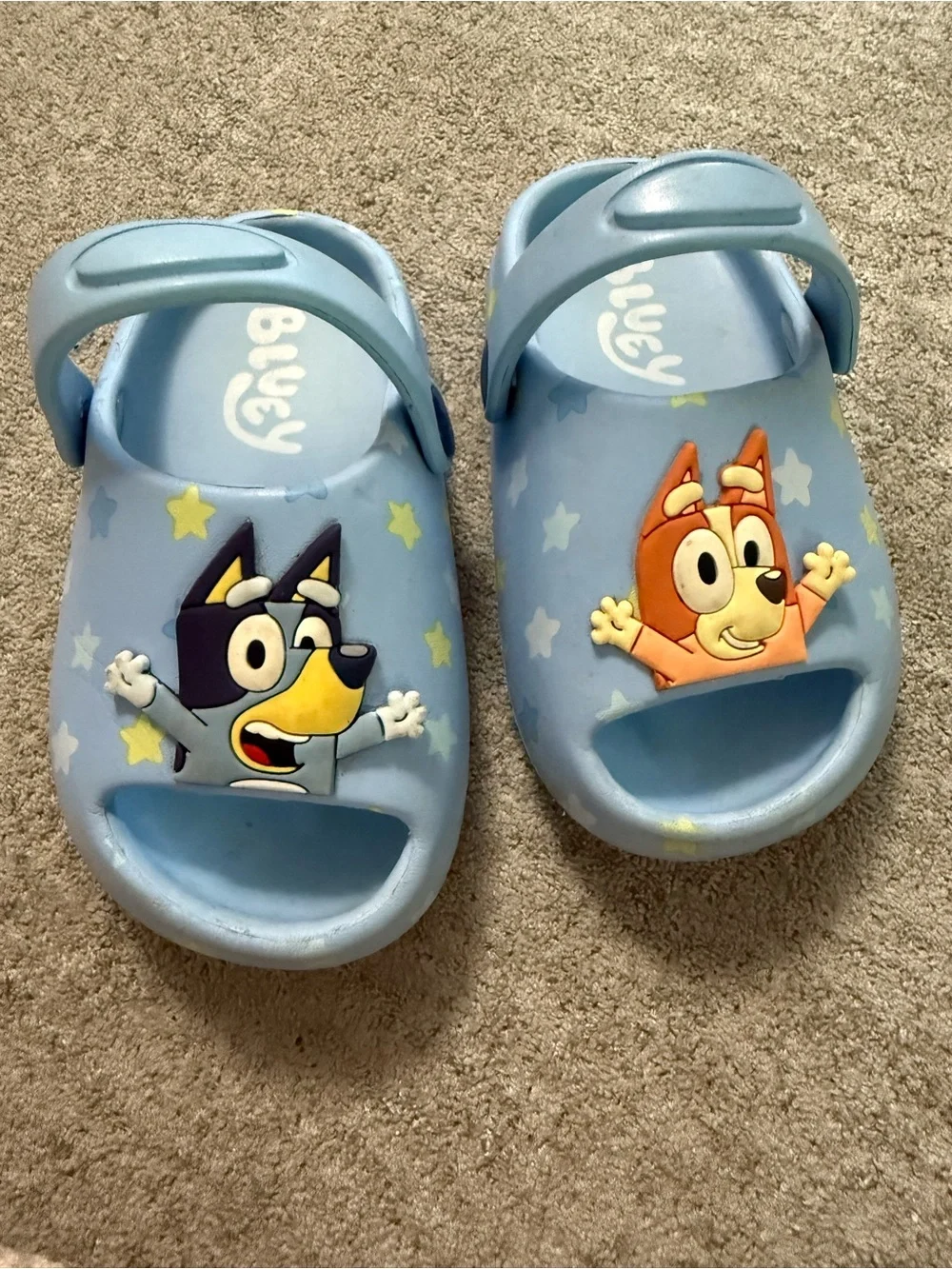 Blue Kids Cartoon Character Slide Sandals with Heel Strap